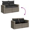 vidaXL 4-tlg. Garten-Sofagarnitur mit Kissen Grau Poly Rattan