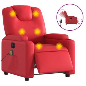 vidaXL Massagesessel Elektrisch Rot Kunstleder