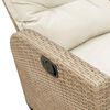 vidaXL 3-tlg. Garten-Sofagarnitur mit Kissen L-Form Beige Poly Rattan