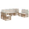 vidaXL Outdoor-Sofagarnitur mit Kissen 8 pcs Natur Polyester