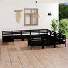 vidaXL 11-tlg. Garten-Lounge-Set Schwarz Massivholz Kiefer