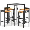 vidaXL 5-tlg. Gartenbar-Set Schwarz Poly Rattan & Massivholz Akazie