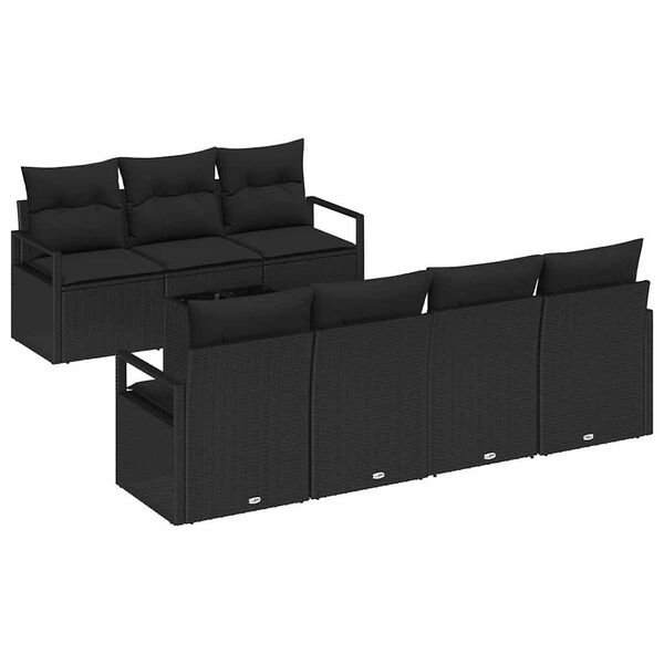 vidaXL Garten-Sofa-Set 8 pcs Schwarz Poly-Rattan und Stahl und Glas