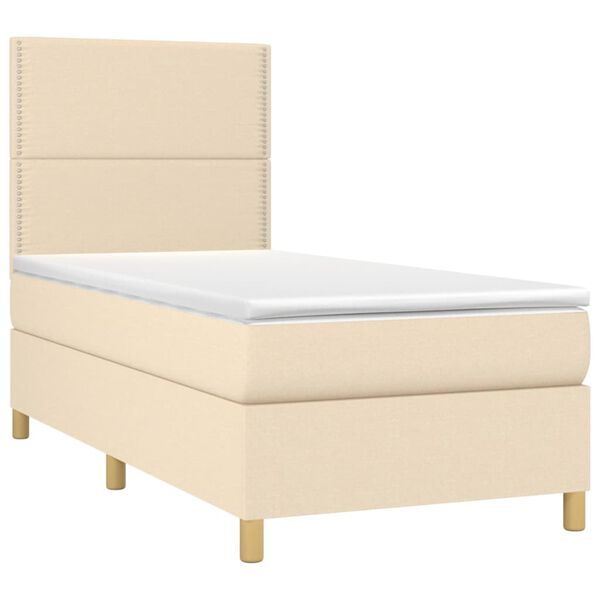 vidaXL Boxspringbett mit Matratze Creme 100x200 cm Stoff