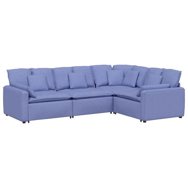 vidaXL Modulares Sofa mit Kissen Stoff Jeansblau