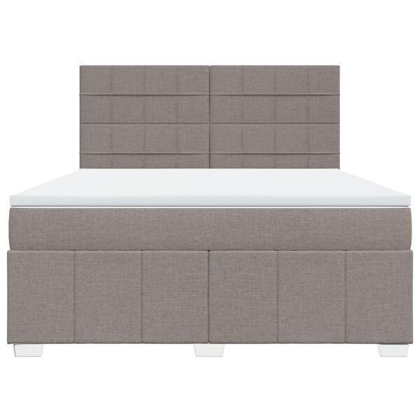 vidaXL Boxspringbett mit Matratze Taupe 180x200 cm Stoff