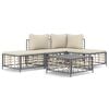 vidaXL 5-tlg. Garten-Lounge-Set mit Kissen Anthrazit Poly Rattan