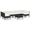 vidaXL 8-tlg. Garten-Lounge-Set mit Auflagen Poly Rattan Schwarz