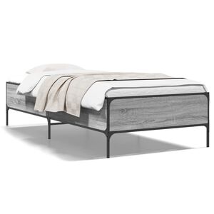 vidaXL Bettgestell Grau Sonoma 75x190 cm Holzwerkstoff und Metall