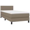 vidaXL Boxspringbett mit Matratze & LED Taupe 90x200 cm Stoff