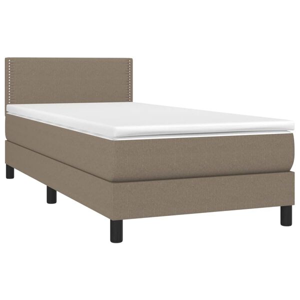 vidaXL Boxspringbett mit Matratze & LED Taupe 90x200 cm Stoff