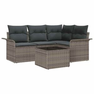 vidaXL Gartensofa-set mit Kissen 5 pcs Grau Poly-Rattan