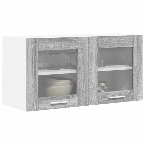vidaXL H&auml;ngeschrank Grau Sonoma und Wei&szlig; 80 x 31 x 40 cm Holzwerkstoff
