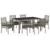 vidaXL Garten Essgruppe 7 pcs Grau Poly-Rattan