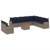 vidaXL 11-teiliges Gartensofa-Set mit Kissen, grau, Polyrattan