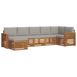 vidaXL Outdoor-Sofagarnitur 7 stk. Nat&uuml;rlich und Hellgrau
