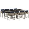 vidaXL 9-teiliges Garten-Ess-Set mit Kissen, grau, Polyrattan