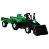 vidaXL Trettraktor mit Anh&auml;nger und Lader Gr&uuml;n und Schwarz