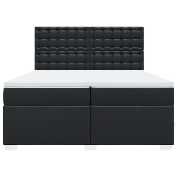 vidaXL Boxspringbett mit Matratze Schwarz 200x200 cm Kunstleder