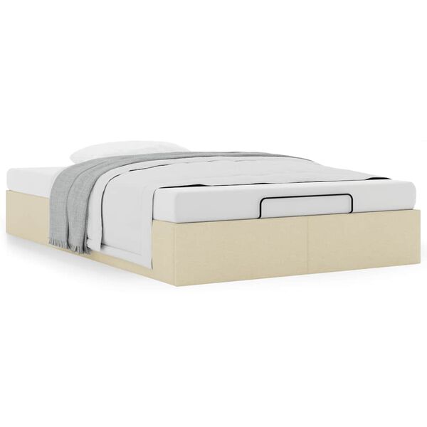 vidaXL Ottoman-Bett ohne Matratze Creme 120x200 cm Stoff
