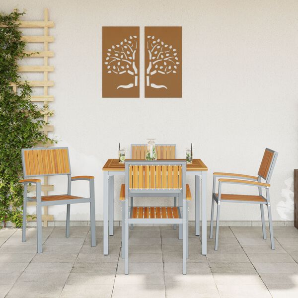 vidaXL Stapelstuhl 4 pcs Braun 56 x 57 x 87 cm Massivholz Akazie