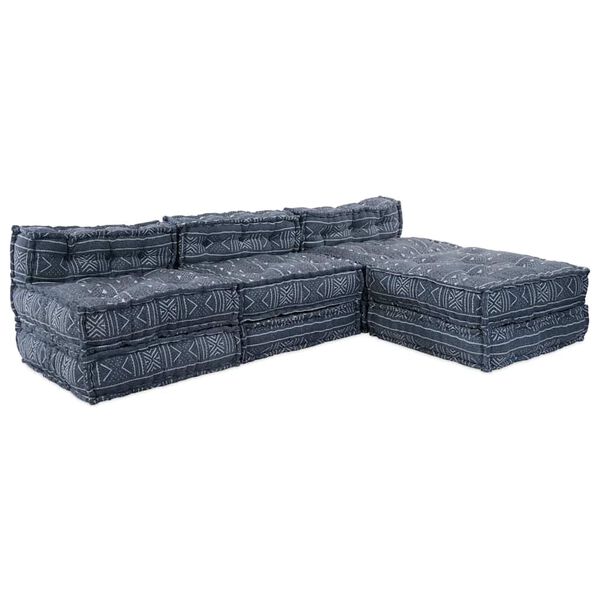 vidaXL Modulares Sofa Geometrisch 4 pcs Indigo 70 x 70 x 56 cm Stoff