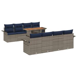 vidaXL Garten-Sofa-Set 7 stk. Grau und Marineblau