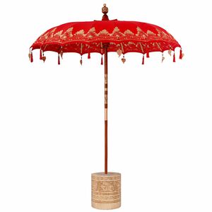 vidaXL Balinesischer Sonnenschirm mit Sockel Rot 185 x 185 x 260 cm