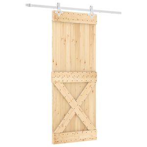 vidaXL Schiebet&uuml;r Nat&uuml;rlich und Wei&szlig; 80 x 210 cm Massivkiefer