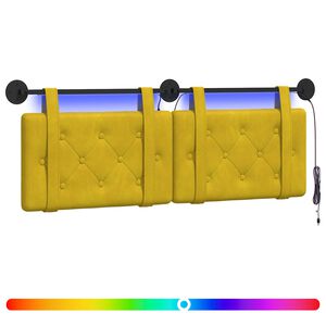 vidaXL H&auml;ngendes Kopfteil Mit LED Licht Gelb Samt