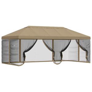 vidaXL Pavillon Dach mit Seitenw&auml;nden 6 x 3 m Beige Polyester 190