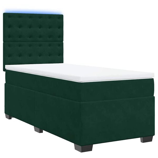 vidaXL Boxspringbett mit Matratze Dunkelgr&uuml;n 90x190 cm Samt