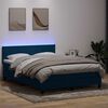 vidaXL Boxspringbett mit Matratze & LED Dunkelblau 140x210 cm Samt
