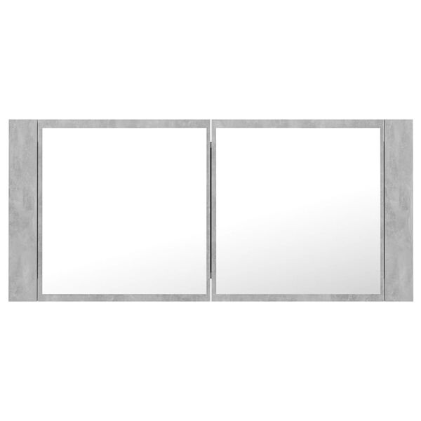 vidaXL LED-Bad-Spiegelschrank Betongrau 100x12x45 cm Acryl