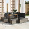 vidaXL Gartensofa-set mit Kissen mit Speicher 9 pcs Grau Poly Rattan