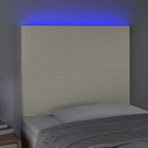 vidaXL LED Kopfteil Creme 100x5x118/128 cm Kunstleder