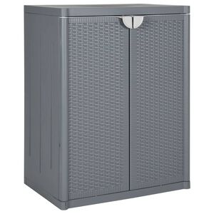 vidaXL Gartenschrank Grau 65x45x88 cm PP Rattan-Optik