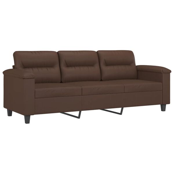 vidaXL 3-Sitzer-Sofa mit Kissen Braun 180 cm Kunstleder
