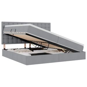 vidaXL Bett mit Stauraum und LED Hellgrau 200 x 200 cm Polyester
