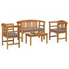 vidaXL Gartenrosen-Lounge-Set mit Kissen 4 pcs Massivholz Akazie