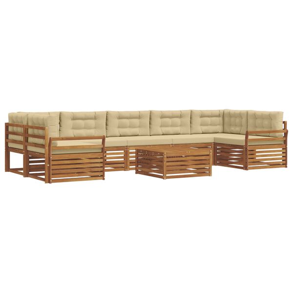 vidaXL Outdoor-Sofagarnitur mit Kissen 8 pcs Natur und Beige