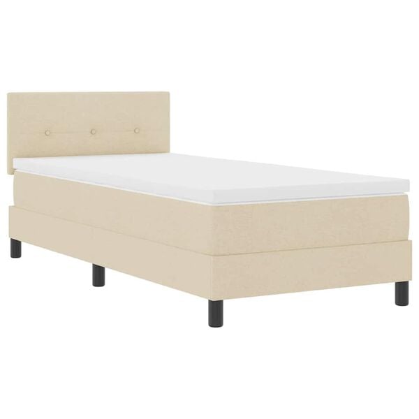 vidaXL Boxspringbett mit Matratze mit LED Creme 90 x 190 cm Stoff