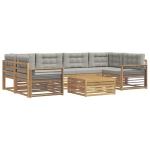 vidaXL Outdoor-Sofagarnitur 7 stk. Wei&szlig; und Hellgrau Polyester