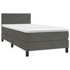 vidaXL Boxspringbett mit Matratze & LED Dunkelgrau 100x200 cm Samt