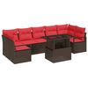 vidaXL Garten-Sofa-Set mit Kissen 8 pcs Braun und Rot Poly-Rattan