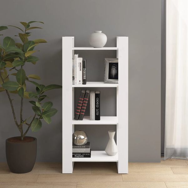 vidaXL Bücherregal/Raumteiler Weiß 60x35x125 cm Massivholz