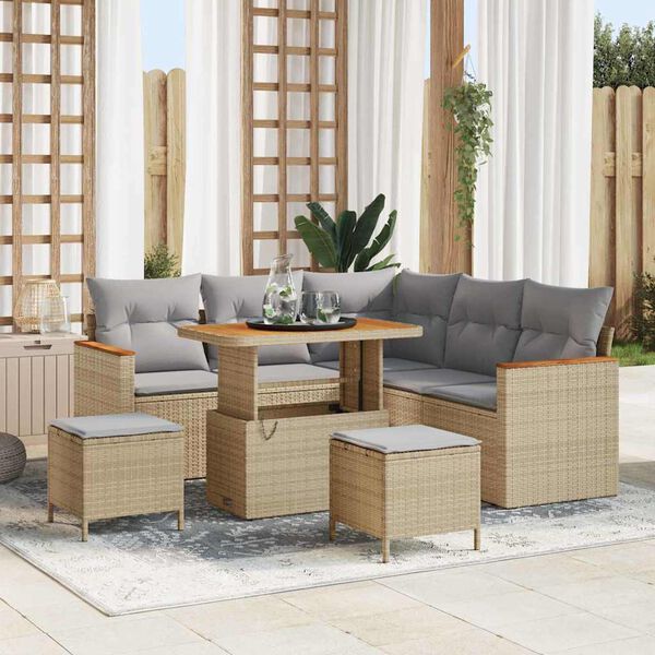 vidaXL Gartensofa-set 8 pcs Beige Poly-Rattan