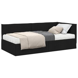 vidaXL Eckbettgestell mit Matratze 2 stk. Schwarz 80 x 200 cm Samt