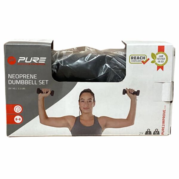 Pure2Improve Kurzhantel Set 2x1 kg Neopren Schwarz