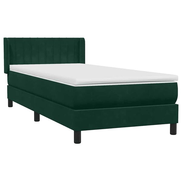 vidaXL Boxspringbett mit Matratze Dunkelgr&uuml;n 80x220 cm Samt